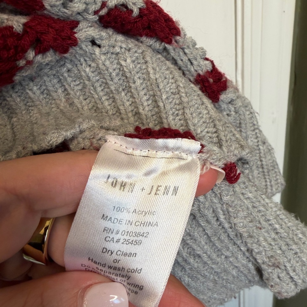 John + Jenn Chunky Crochet Knit Cowl Neck Sweater‎ Red Boho Pullover Size Small - Picture 3 of 5